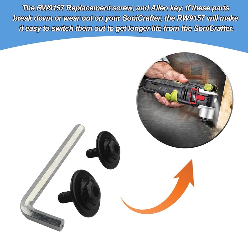 Screw Man RW9157 Replacement Fastening Kit, 2 Screw and 1 Allen Key Fit for Rockwell Sonicrafter RK5100K Through RK5108K RK5112K RK2514K2 Oscillating Multitool - Image 5